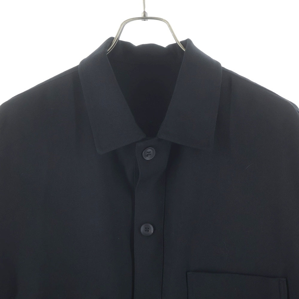 Yohji Yamamoto POUR HOMME(ヨウジヤマモト プールオム) 23AW アーミーギャバジン ビッグブラウス 長袖シャツ ブラック HJ-B02-101