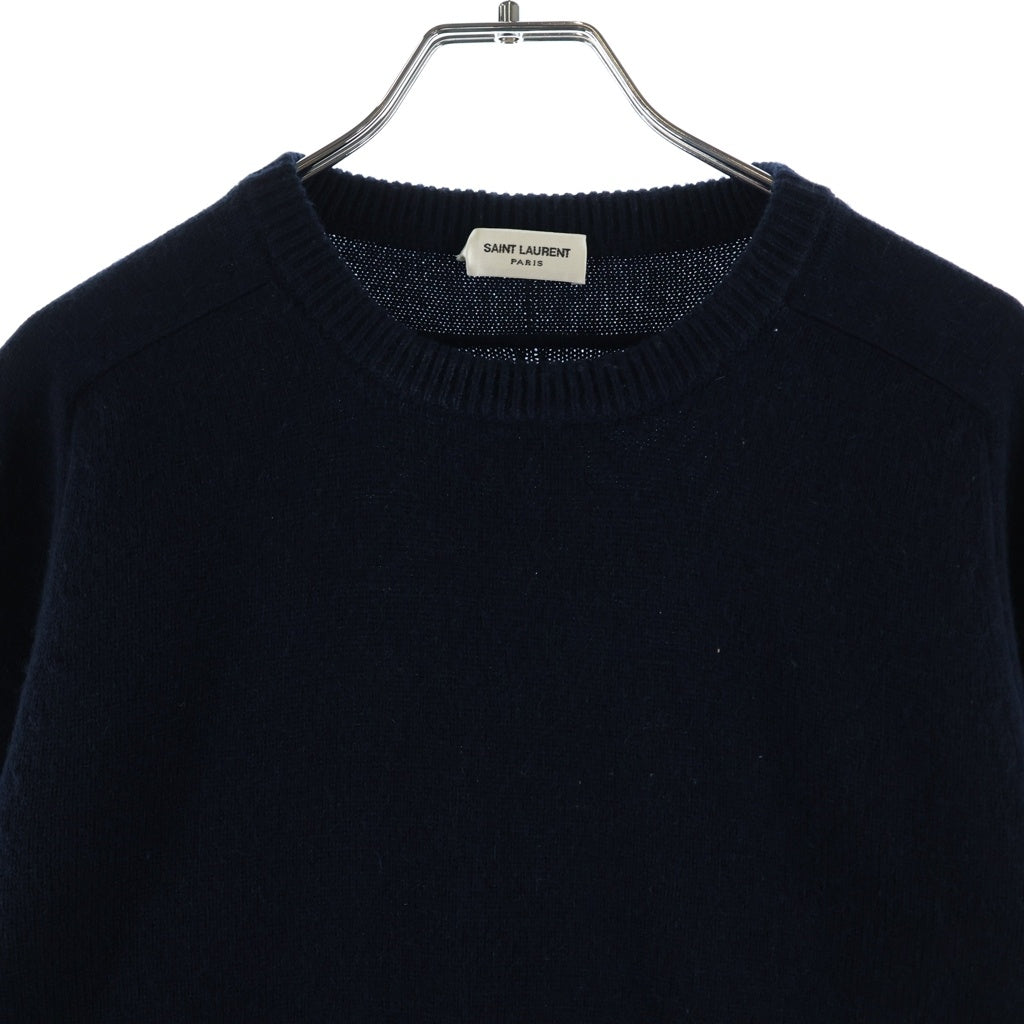 SAINT LAURENT PARIS(サンローランパリ) 14AW カシミヤ クルーネック ニット セーター ネイビー 353838 Y1YC1