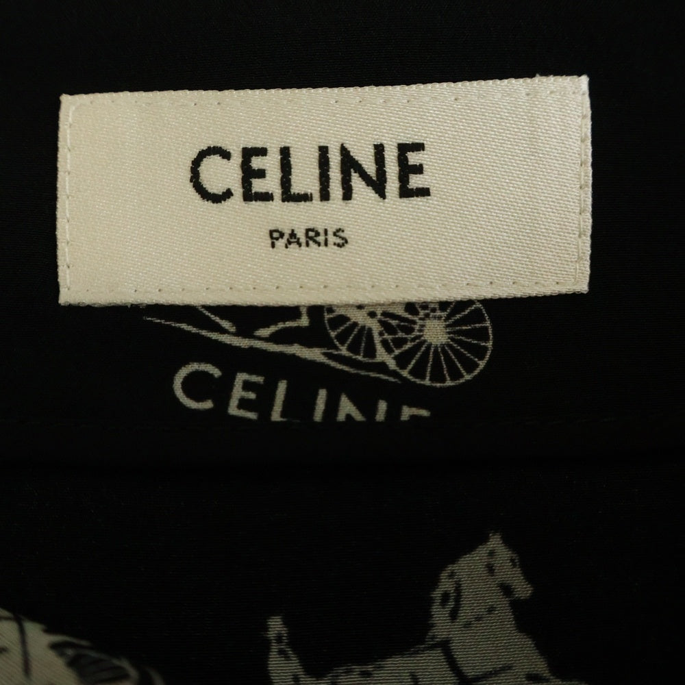 CELINE(セリーヌ) ロゴ 総柄 サルキー シルク マーメイドスカート ブラック レディース 2J297316N