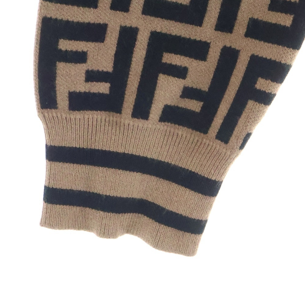 FENDI(フェンディ) ズッカ総柄 クルーネック 長袖ニット セーター カットソー ブラウン レディース FZY703 A5QG