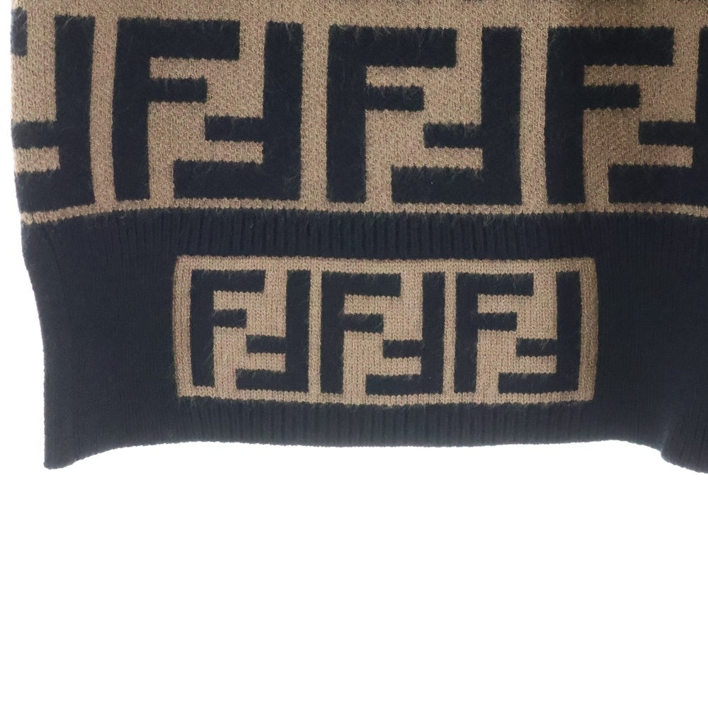 FENDI(フェンディ) ズッカ総柄 クルーネック 長袖ニット セーター カットソー ブラウン レディース FZY703 A5QG