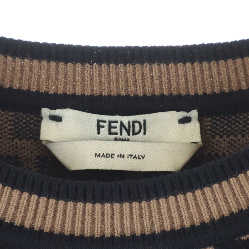 FENDI(フェンディ) ズッカ総柄 クルーネック 長袖ニット セーター カットソー ブラウン レディース FZY703 A5QG