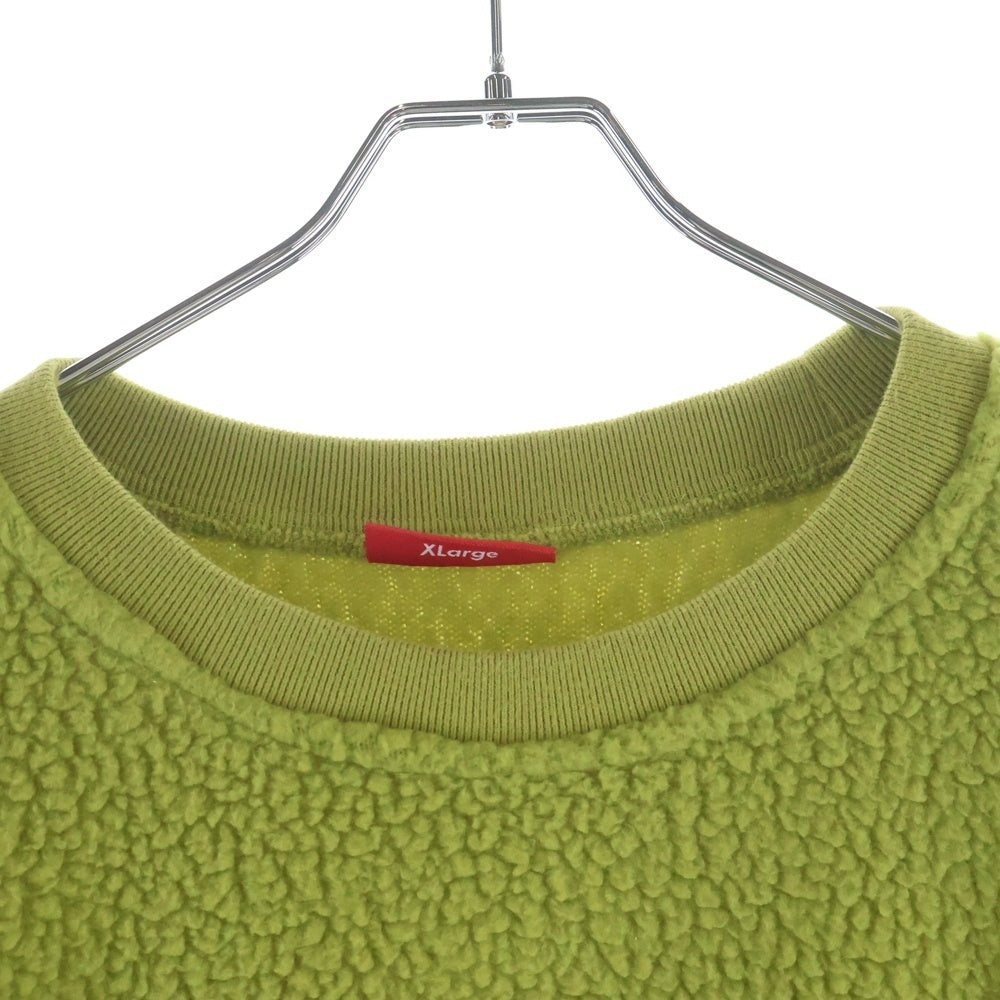 SUPREME(シュプリーム) 17AW Polartec Deep Pile Crewneck ロゴ刺繍 ポーラテック クルーネック フリース トレーナー グリーン