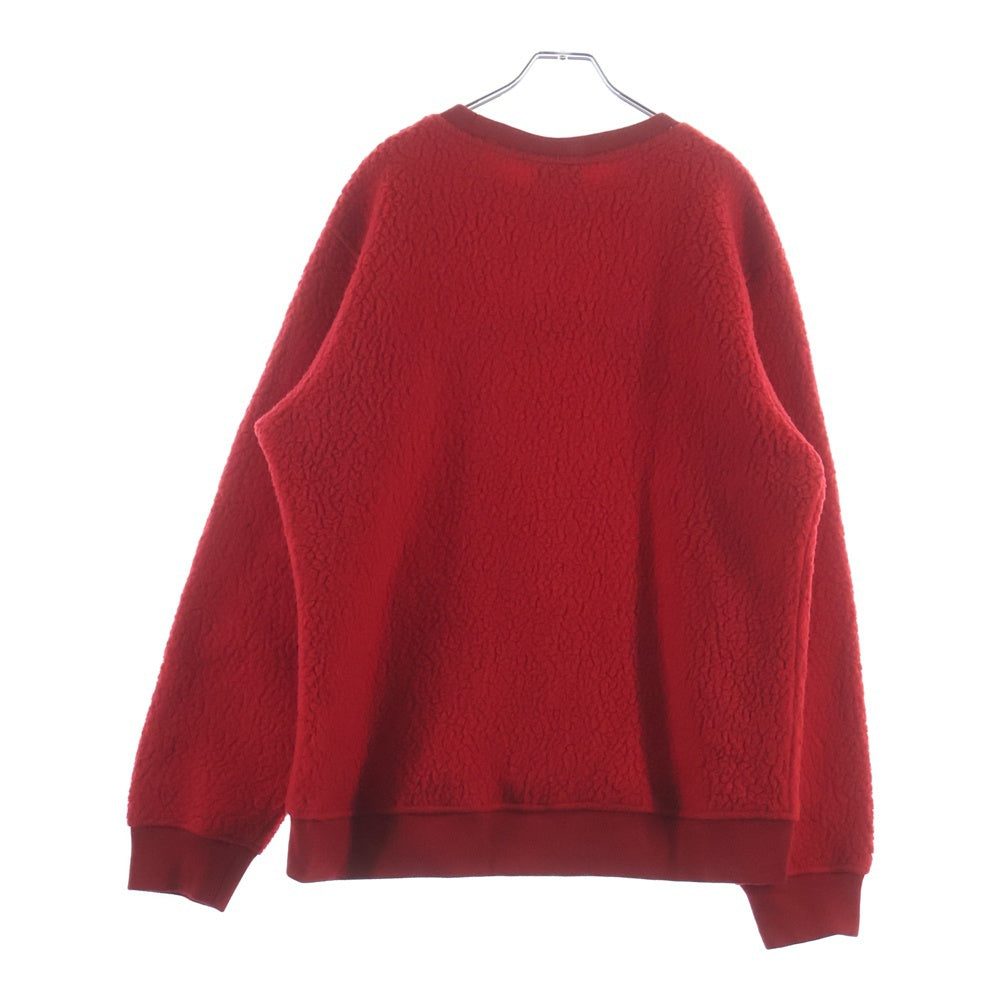 SUPREME(シュプリーム) 17AW Polartec Deep Pile Crewneck ロゴ刺繍 ポーラテック クルーネック フリース トレーナー レッド