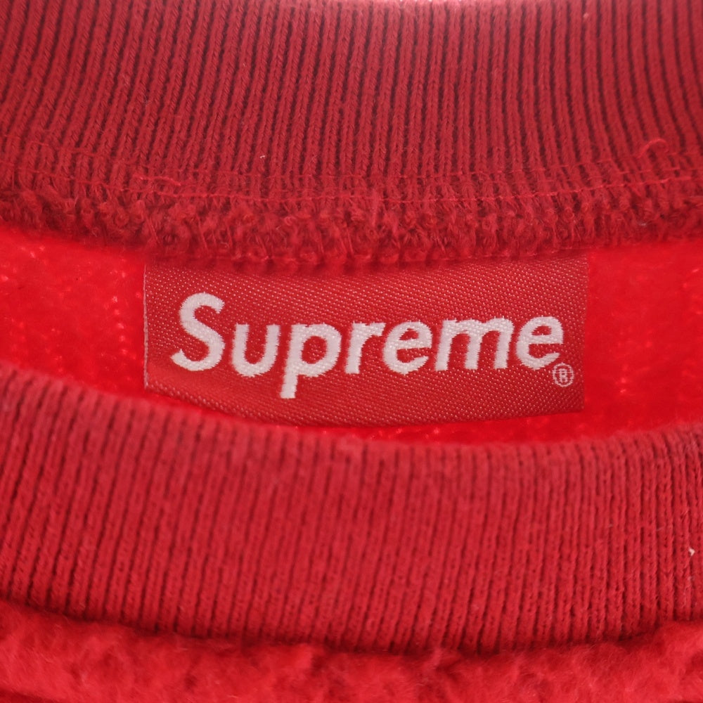 SUPREME(シュプリーム) 17AW Polartec Deep Pile Crewneck ロゴ刺繍 ポーラテック クルーネック フリース トレーナー レッド