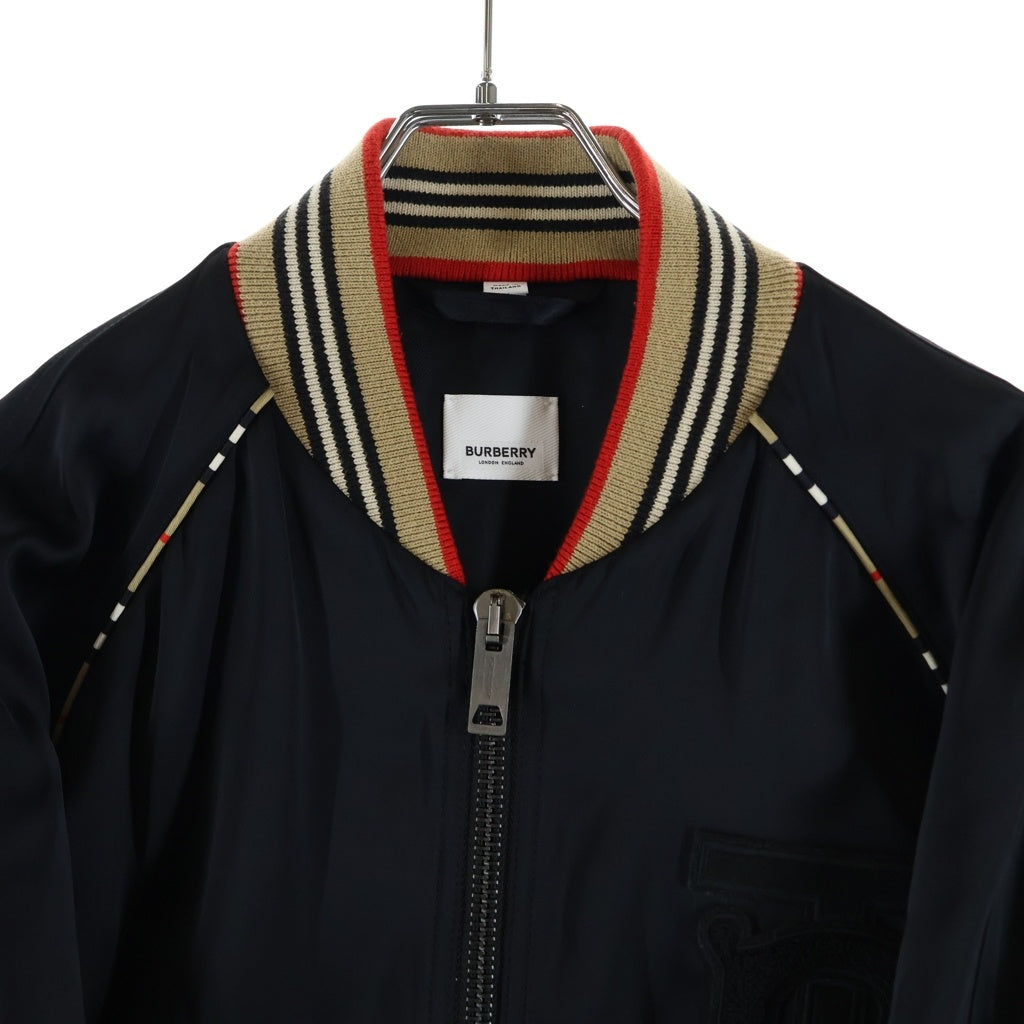 BURBERRY(バーバリー) HARLINGTON JACKET ハリントン パイピング チェック ロゴ スタジャン ボンバージャケット ブルゾン ブラック 8009432
