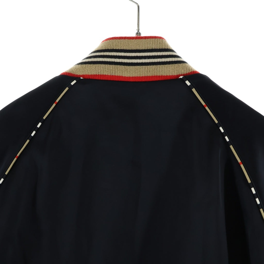 BURBERRY(バーバリー) HARLINGTON JACKET ハリントン パイピング チェック ロゴ スタジャン ボンバージャケット ブルゾン ブラック 8009432