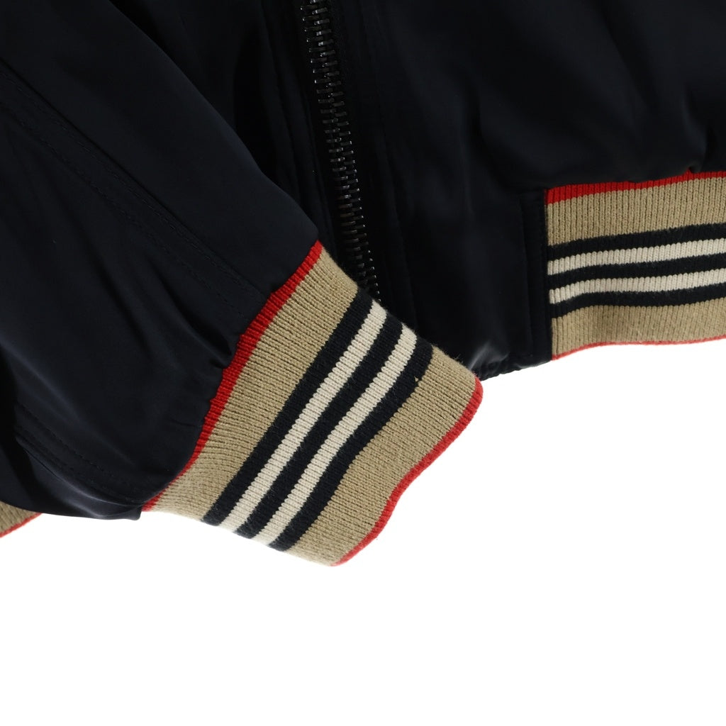 BURBERRY(バーバリー) HARLINGTON JACKET ハリントン パイピング チェック ロゴ スタジャン ボンバージャケット ブルゾン ブラック 8009432