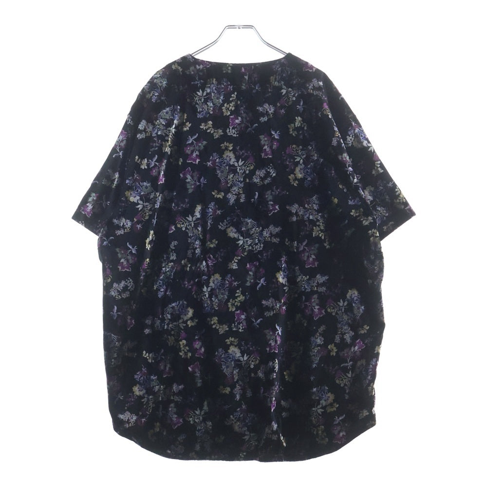 SUPREME(シュプリーム) 19AW Floral Velour Baseball Jersey フローラル ベルベット ベロア アーチロゴ ベースボール 半袖シャツ ブラック