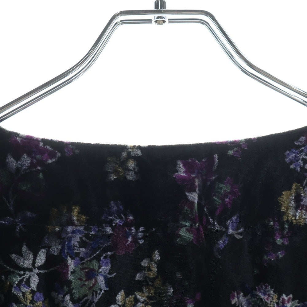 SUPREME(シュプリーム) 19AW Floral Velour Baseball Jersey フローラル ベルベット ベロア アーチロゴ ベースボール 半袖シャツ ブラック
