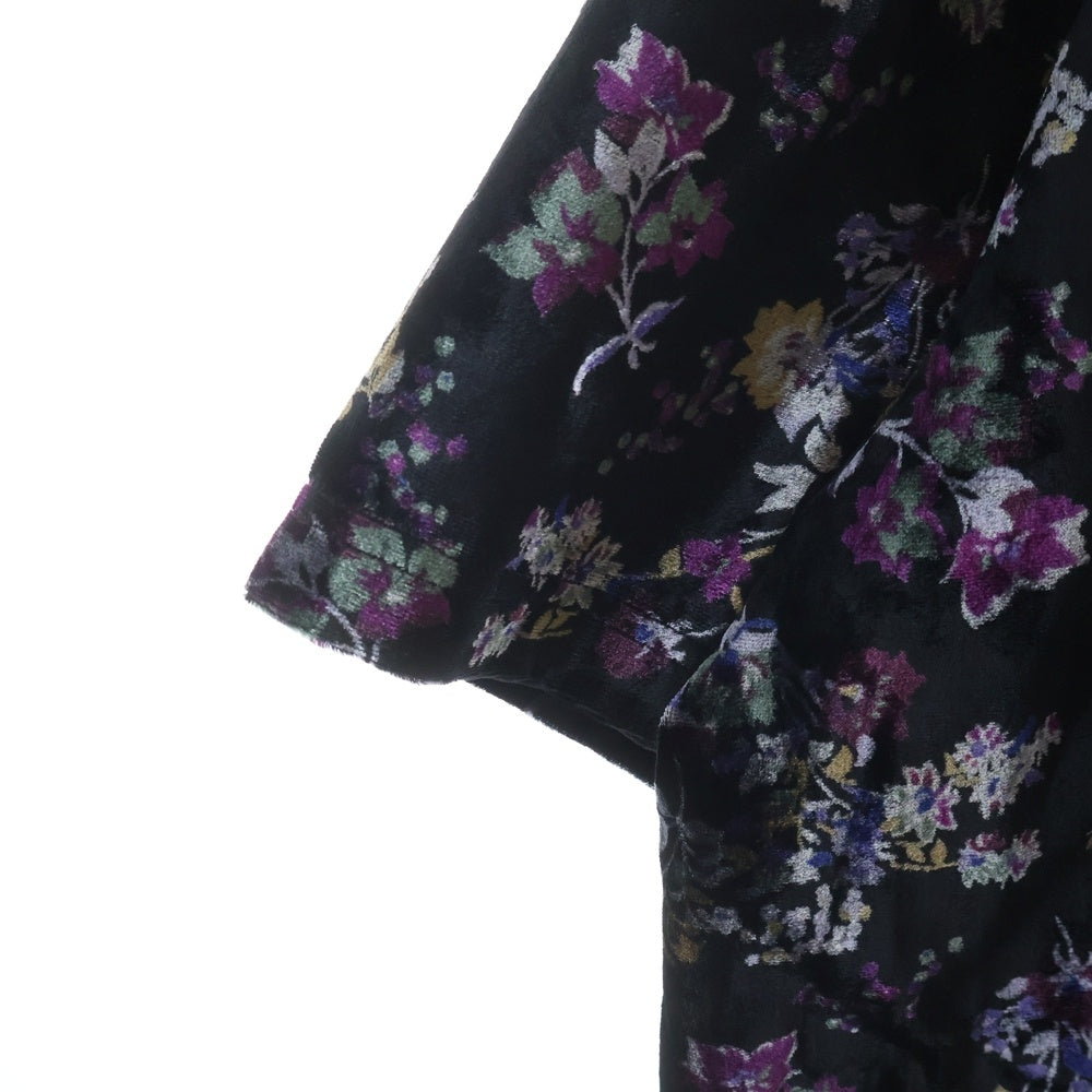 SUPREME(シュプリーム) 19AW Floral Velour Baseball Jersey フローラル ベルベット ベロア アーチロゴ ベースボール 半袖シャツ ブラック