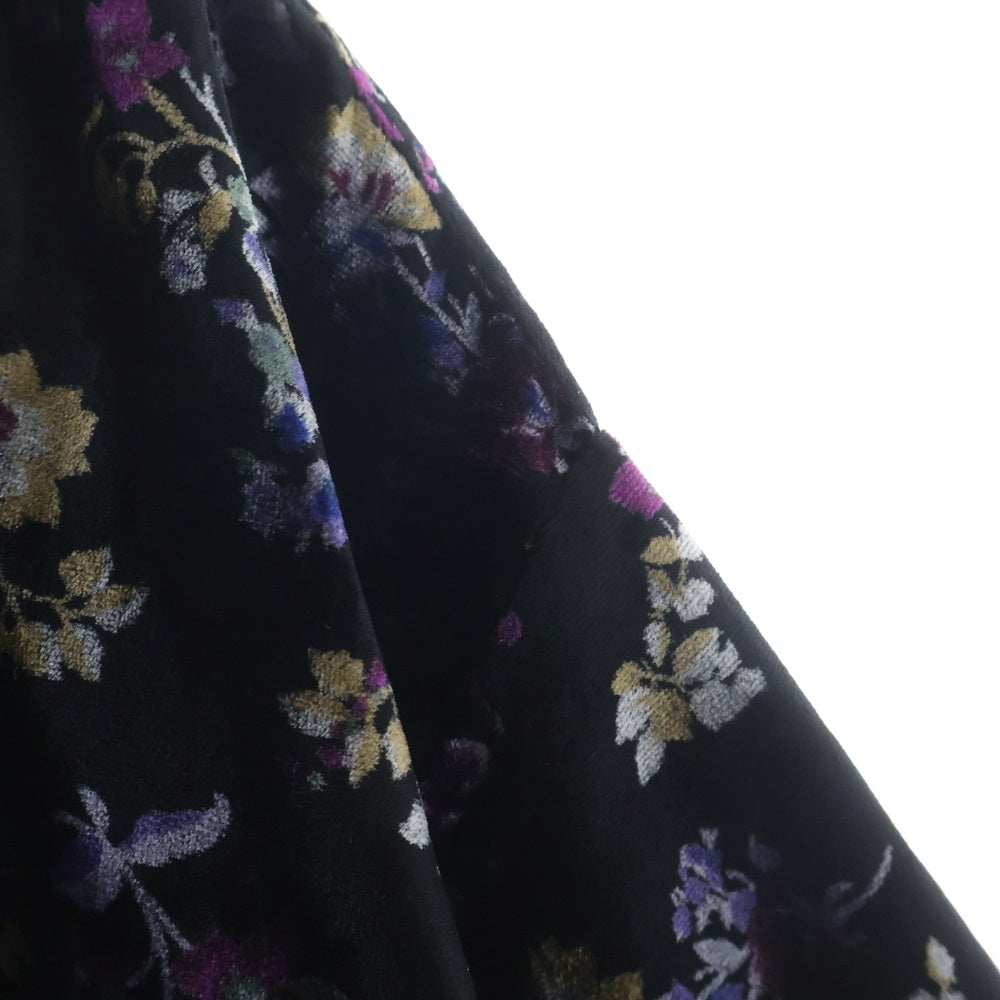 SUPREME(シュプリーム) 19AW Floral Velour Baseball Jersey フローラル ベルベット ベロア アーチロゴ ベースボール 半袖シャツ ブラック