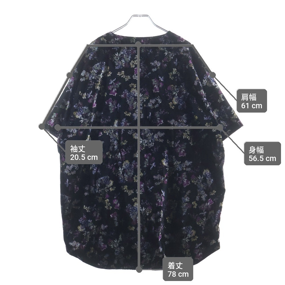 SUPREME(シュプリーム) 19AW Floral Velour Baseball Jersey フローラル ベルベット ベロア アーチロゴ ベースボール 半袖シャツ ブラック