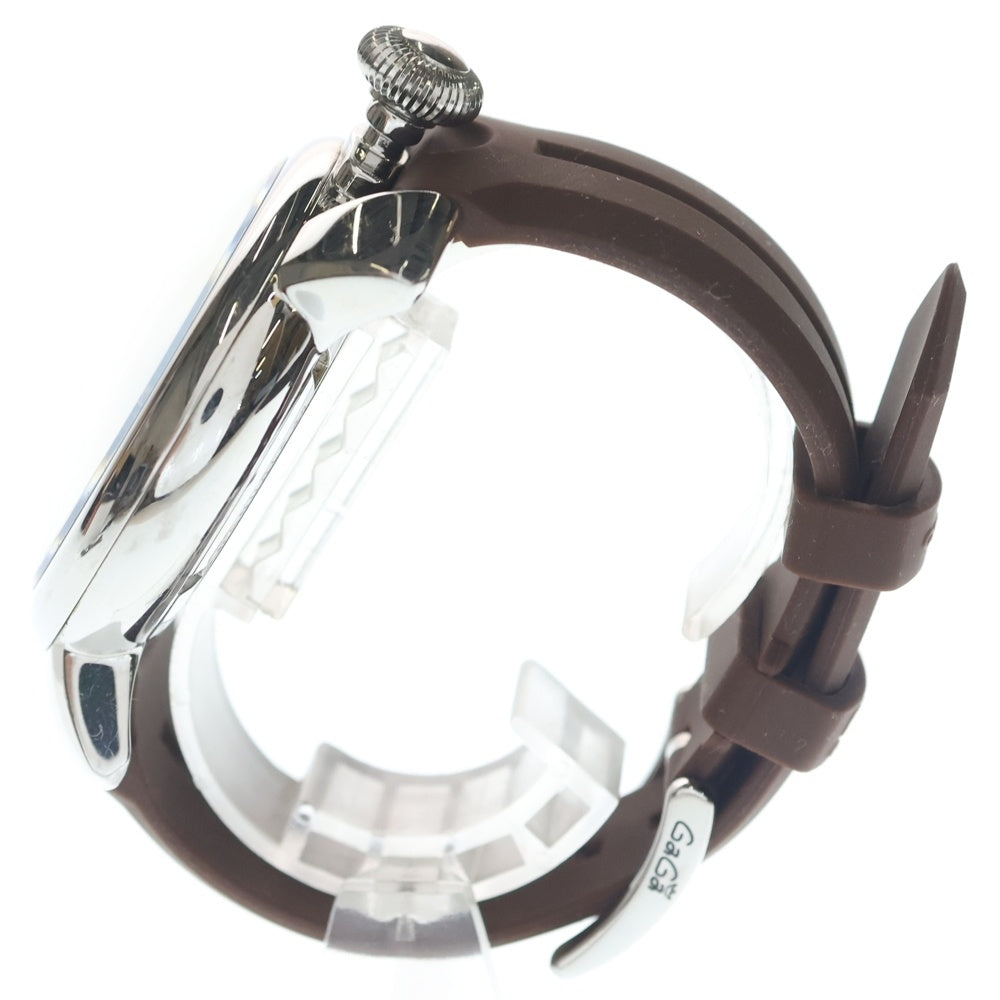 GaGa MILANO(ガガミラノ) MANUALE48 マヌアーレ 48mm 黒文字盤 手巻き 腕時計 シルバー/ブラック N.2694