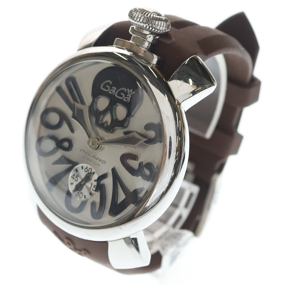 GaGa MILANO(ガガミラノ) MANUALE48 マヌアーレ 48mm 黒文字盤 手巻き 腕時計 シルバー/ブラック N.2694