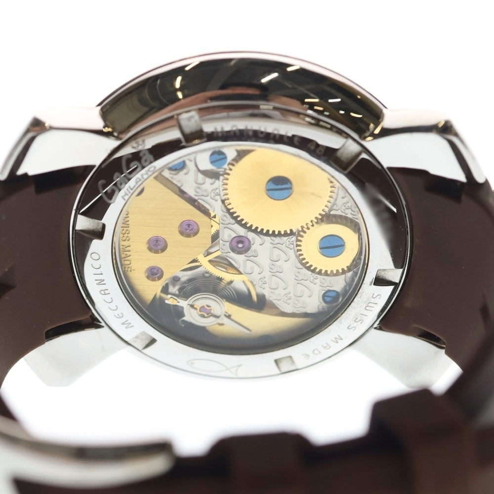 GaGa MILANO(ガガミラノ) MANUALE48 マヌアーレ 48mm 黒文字盤 手巻き 腕時計 シルバー/ブラック N.2694