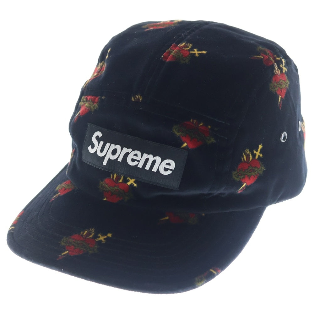 SUPREME(シュプリーム) 17AW Sacred Hearts Camp Cap ベロア キャンプキャップ 帽子 ブラック