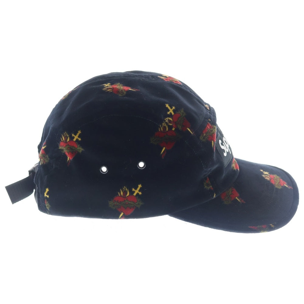 SUPREME(シュプリーム) 17AW Sacred Hearts Camp Cap ベロア キャンプキャップ 帽子 ブラック