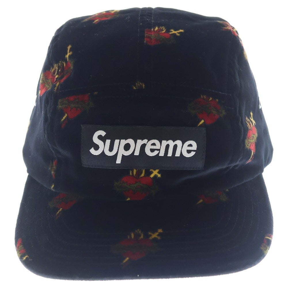 SUPREME(シュプリーム) 17AW Sacred Hearts Camp Cap ベロア キャンプキャップ 帽子 ブラック