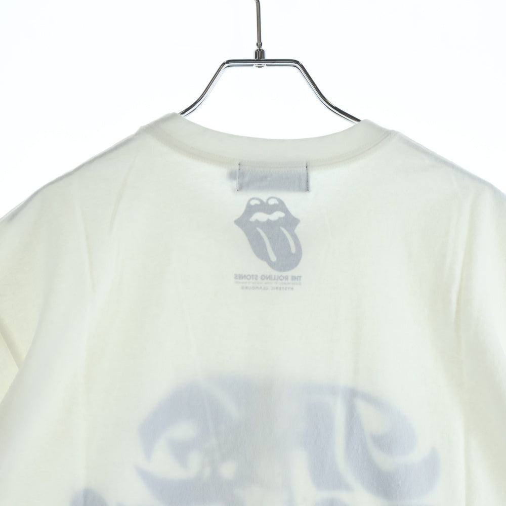 HYSTERIC GLAMOUR(ヒステリックグラマー) ×THE ROLLING STONES ザローリングストーンズ デザインロゴ 半袖Tシャツ カットソー ホワイト