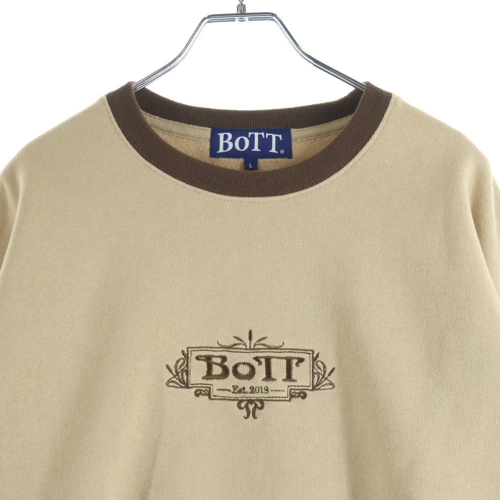 BoTT(ボット) Luxe Logo Crew 刺繍ロゴ スウェットクルーネックシャツ トレーナー ベージュ 233BoTT23