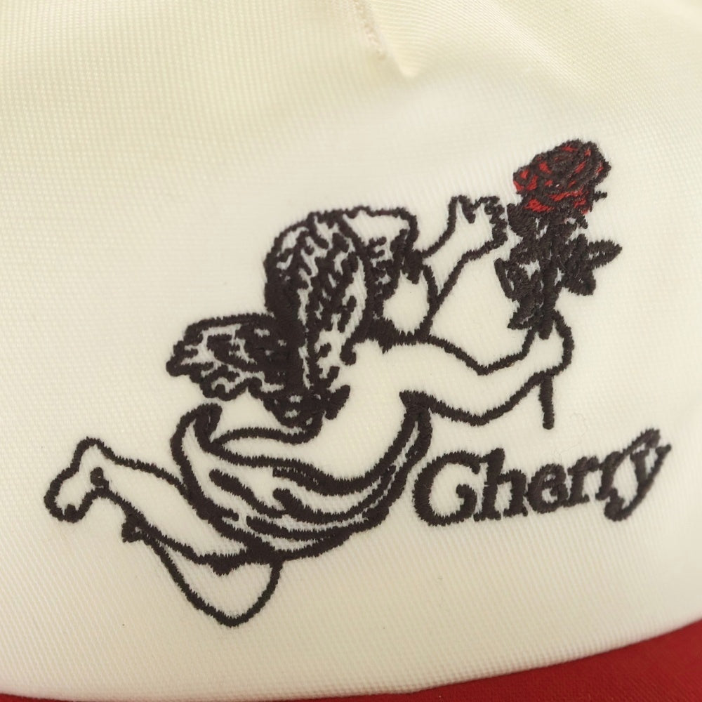 Girls Don't Cry(ガールズドントクライ) ×CHERRY LA Angel Hat チェリーロサンゼルス エンジェル刺繍 ベースボールキャップ 帽子 ホワイト/レッド