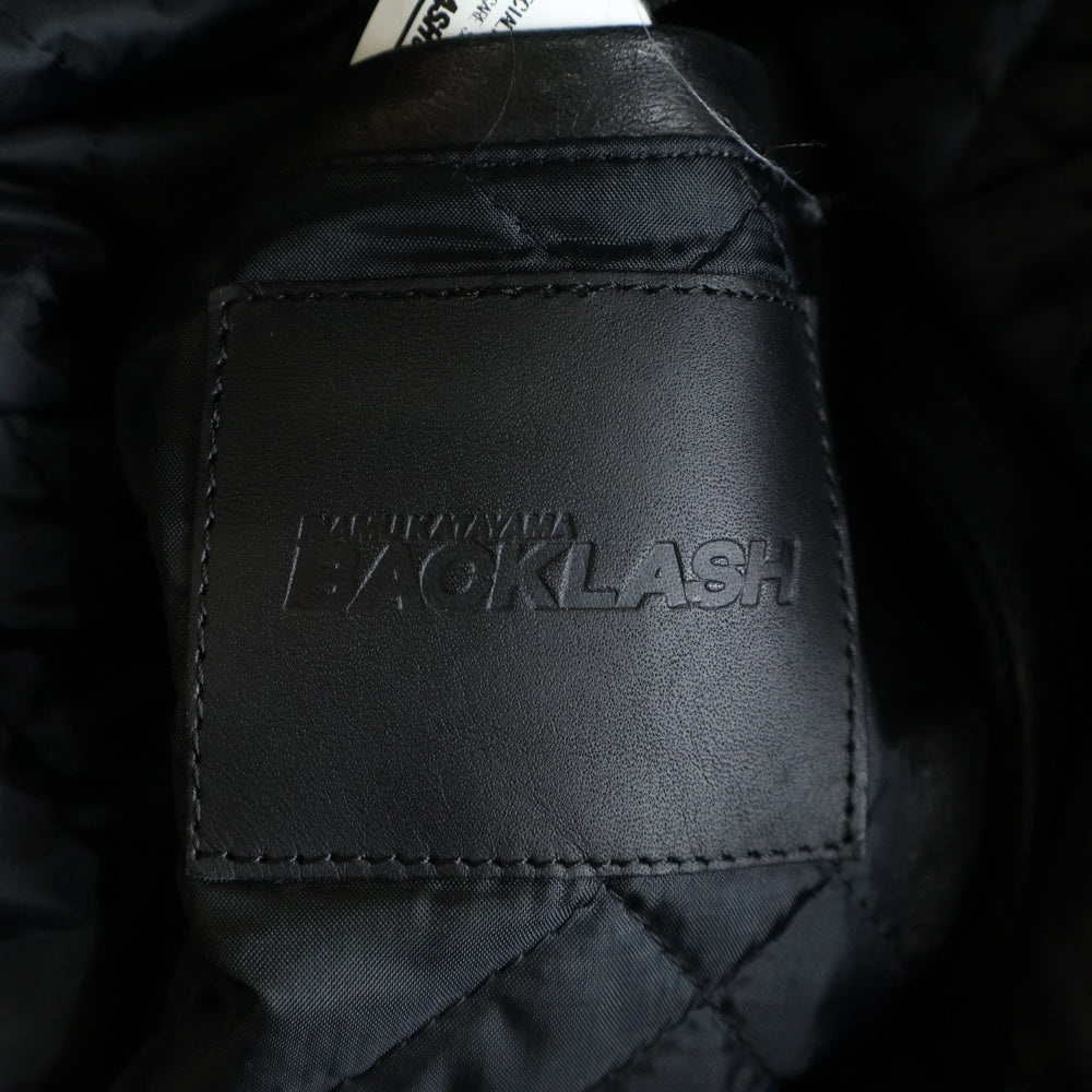 ISAMU KATAYAMA BACKLASH(イサムカタヤマバックラッシュ) ホースレザー モヘア ウール 切り替え ダブルライダースジャケット ブラック