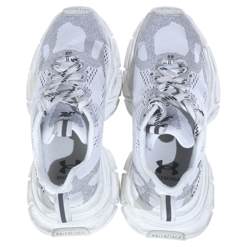 BALENCIAGA(バレンシアガ) ×UNDER ARMOUR 3XL SNEAKER アンダーアーマー 3XL ペイント加工 メッシュローカットスニーカー ホワイト/ブラック 814419