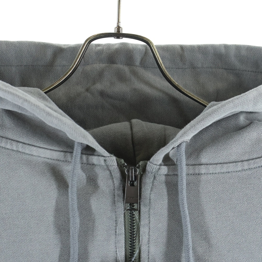 UNKNOWN LONDON(アンノーンロンドン) Wash Grey Black Cross Rhinestone Zip Hoodie クロスラインストーン スウェット ジップアップ パーカー グレー