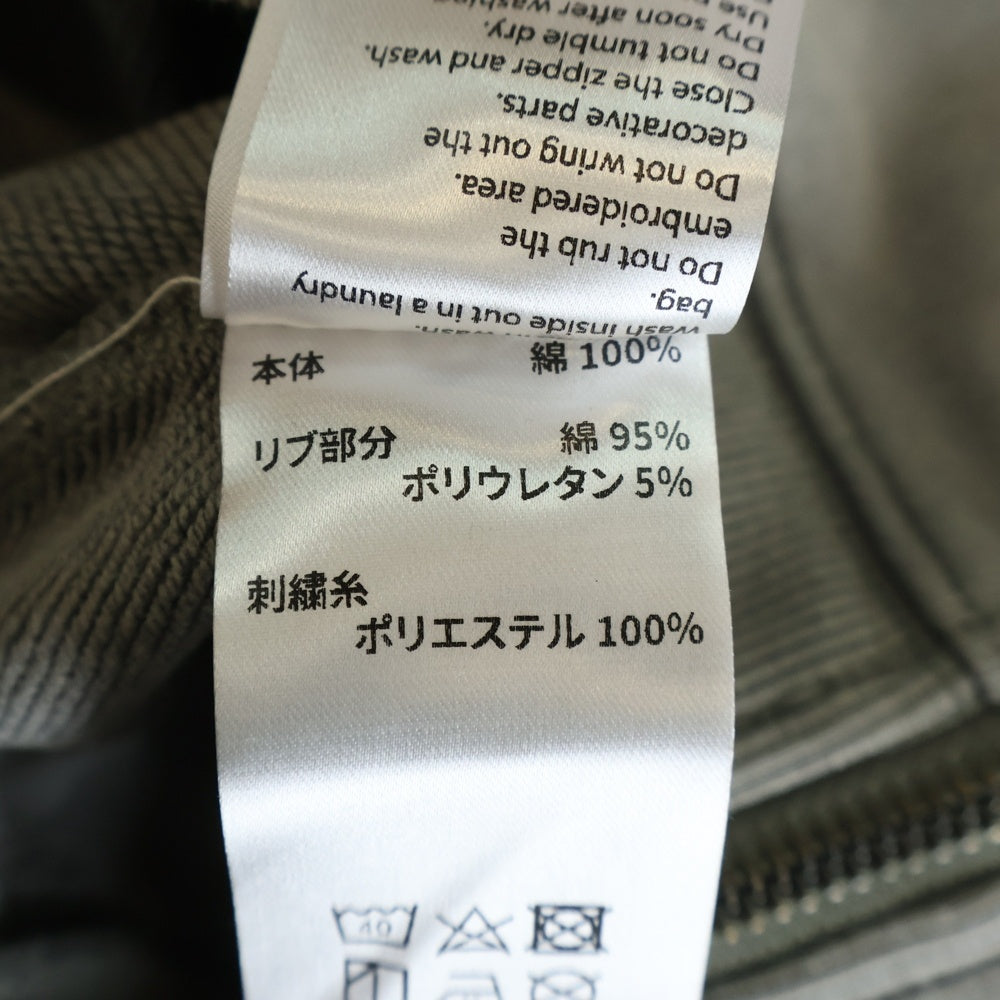 UNKNOWN LONDON(アンノーンロンドン) Wash Grey Black Cross Rhinestone Zip Hoodie クロスラインストーン スウェット ジップアップ パーカー グレー