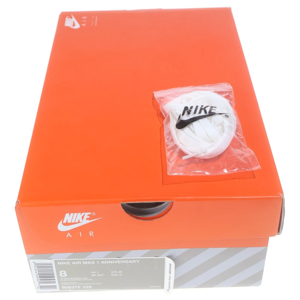 NIKE(ナイキ) AIR MAX 1 ANNIVERSARY RED 908375-103 エアマックス1 アニバーサリー ローカットスニーカー ホワイト/レッド US8/26cm