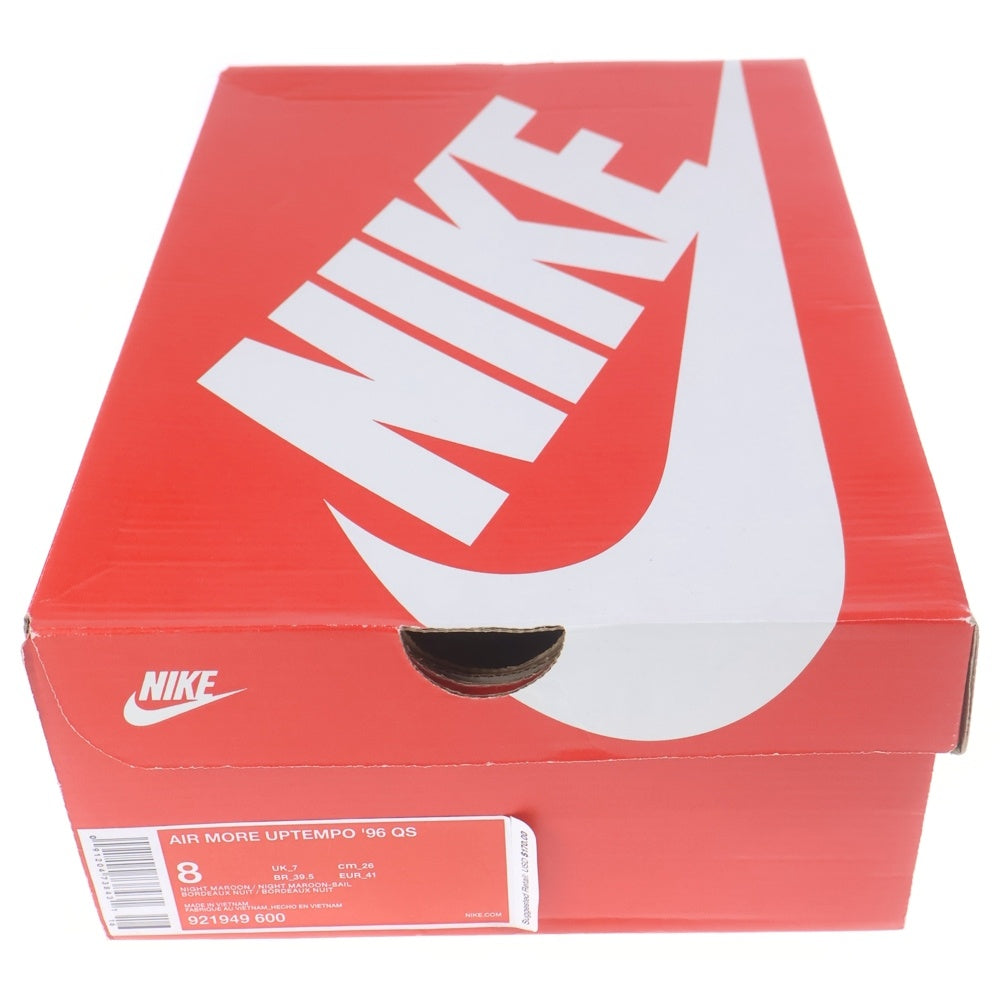 NIKE(ナイキ) AIR MORE UPTEMPO 96 NIGHT MAROON 921949-600 エアモアアップテンポ96 ハイカットスニーカー ブラウン US8/26cm