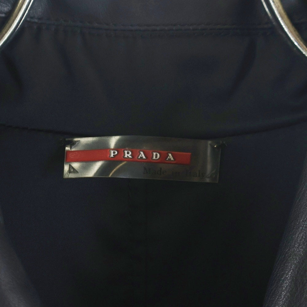 PRADA SPORT(プラダ スポーツ) ラムレザー ナイロン リバーシブル ステンカラー ハーフコート ブラック
