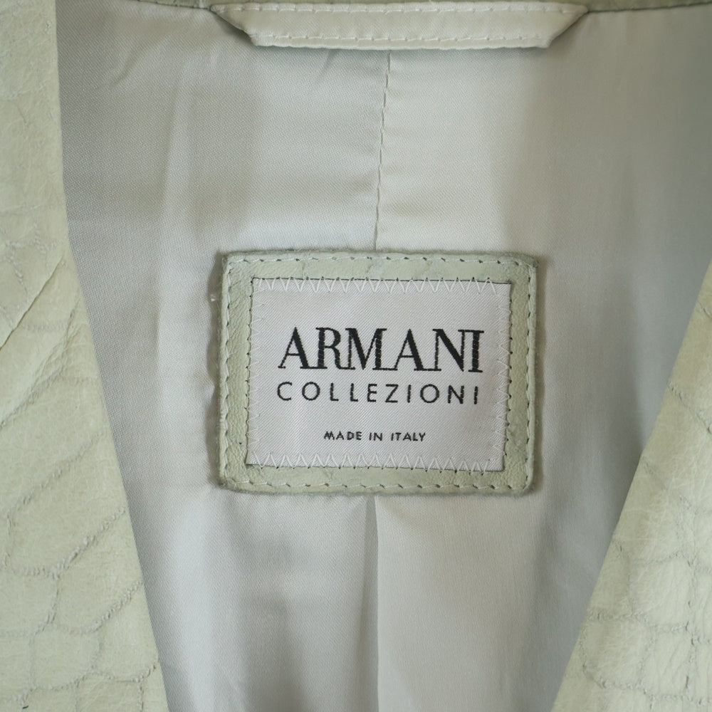 ARMANI COLLEZIONI(アルマーニ コレツィオーニ) パイソン型押 レザーテーラードジャケット オフホワイト
