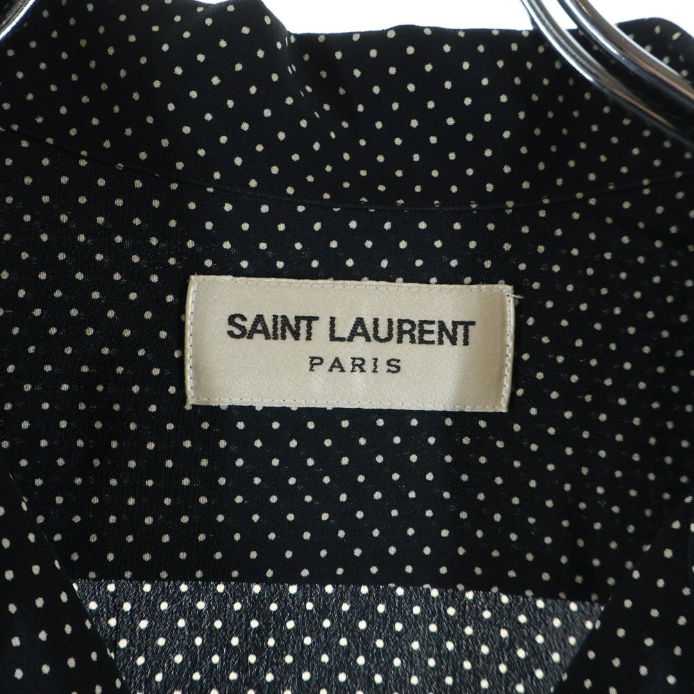 SAINT LAURENT PARIS(サンローランパリ) 16AW ポルカドット 長袖シルク オープンカラー 長袖シャツ ブラック 469660 Y301W