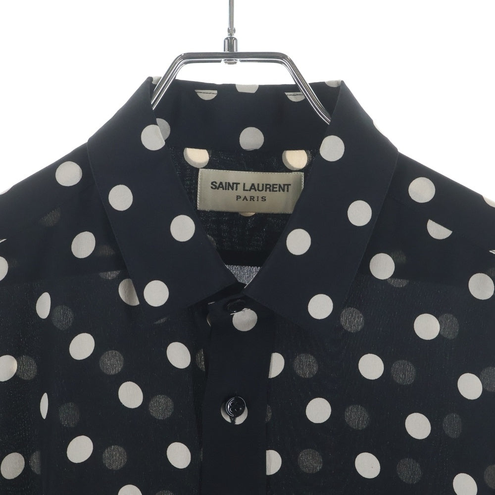 SAINT LAURENT PARIS(サンローランパリ) 16SS ポルカドット シルク 長袖シャツ ブラック 376916 Y779J