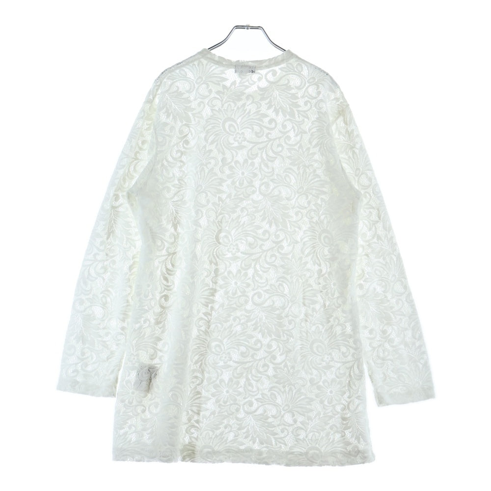COMME des GARCONS HOMME PLUS(コムデギャルソンオムプリュス) 25SS エステルラッセル レース 花柄 クルーネック 長袖Tシャツ カットソー ホワイト AD2024 PO-T034