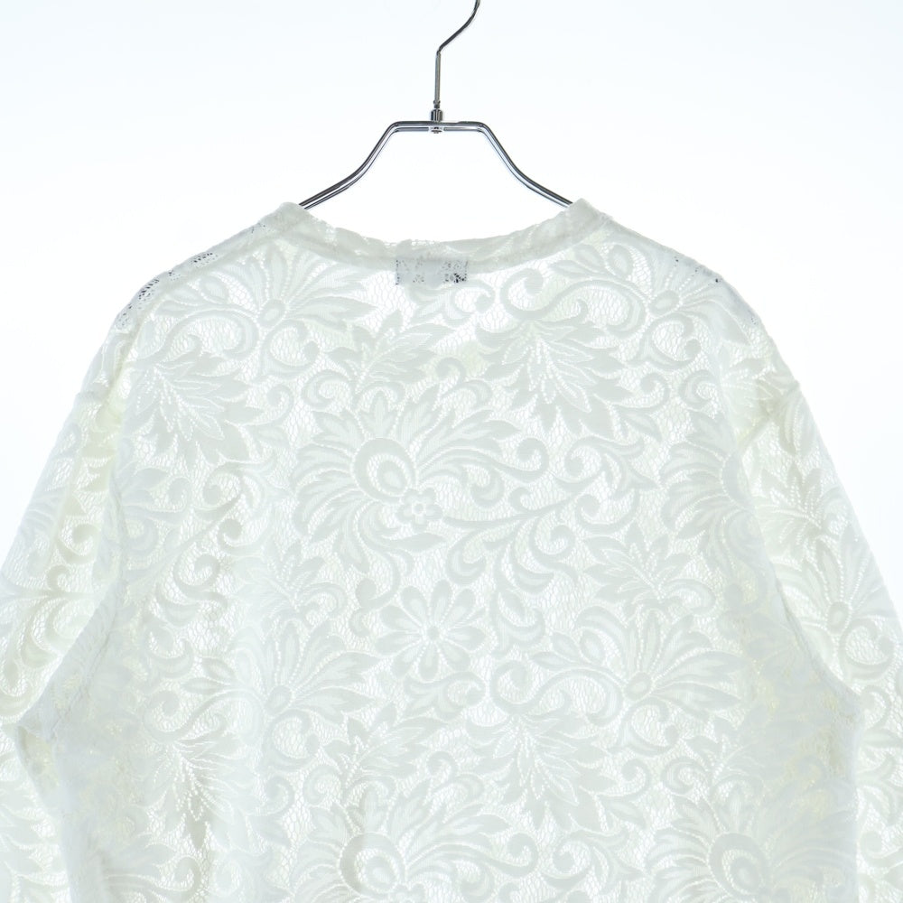 COMME des GARCONS HOMME PLUS(コムデギャルソンオムプリュス) 25SS エステルラッセル レース 花柄 クルーネック 長袖Tシャツ カットソー ホワイト AD2024 PO-T034