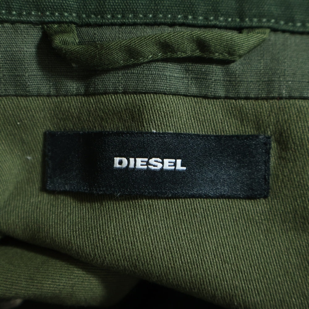 DIESEL(ディーゼル) パッチワークデザイン ミリタリー 長袖シャツ カーキ A01642