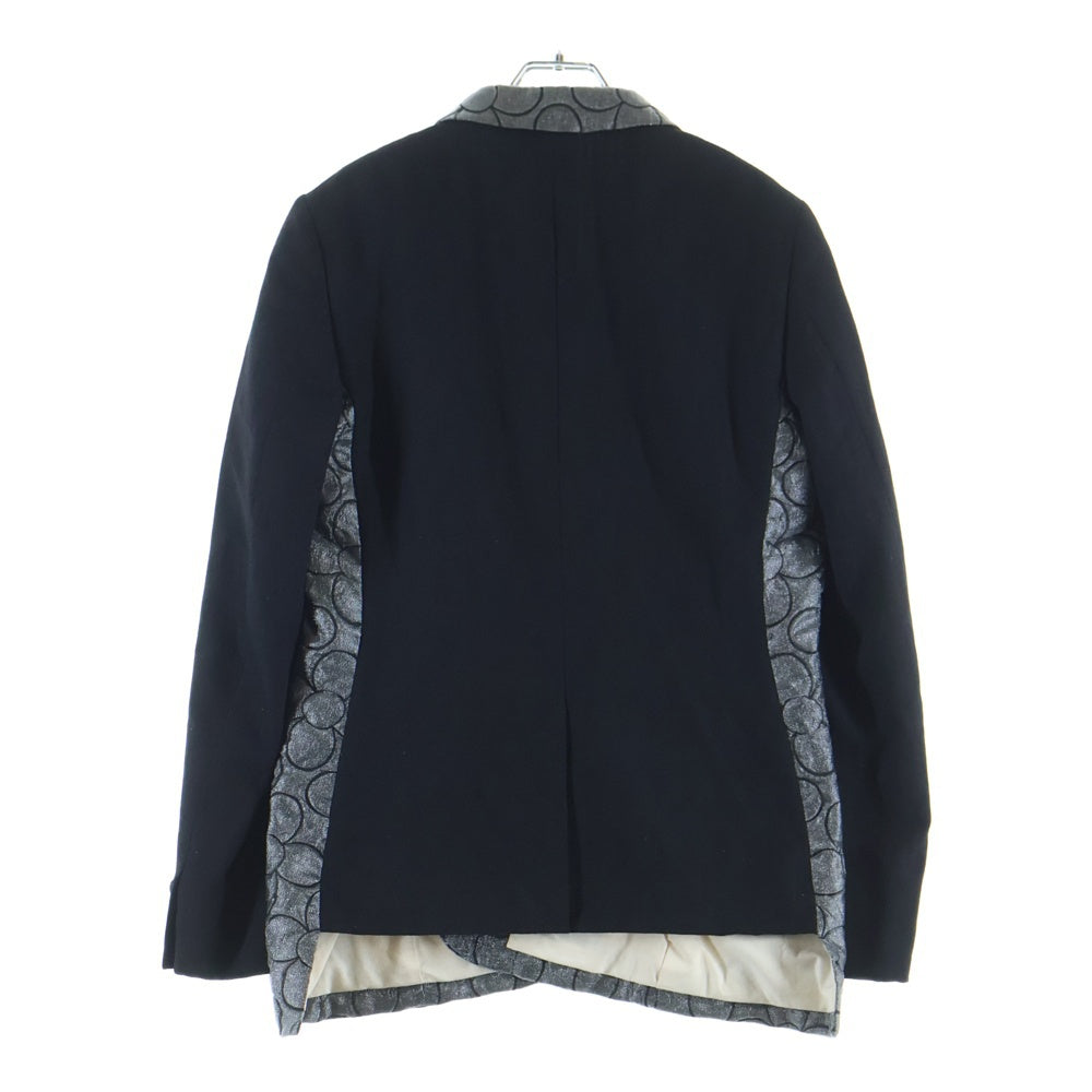 COMME des GARCONS HOMME PLUS(コムデギャルソンオムプリュス) 17AW ナイロン ポリエステル ねじれ フラワー 2B テーラードジャケット シルバー/ブラック PT-J061 AD2017