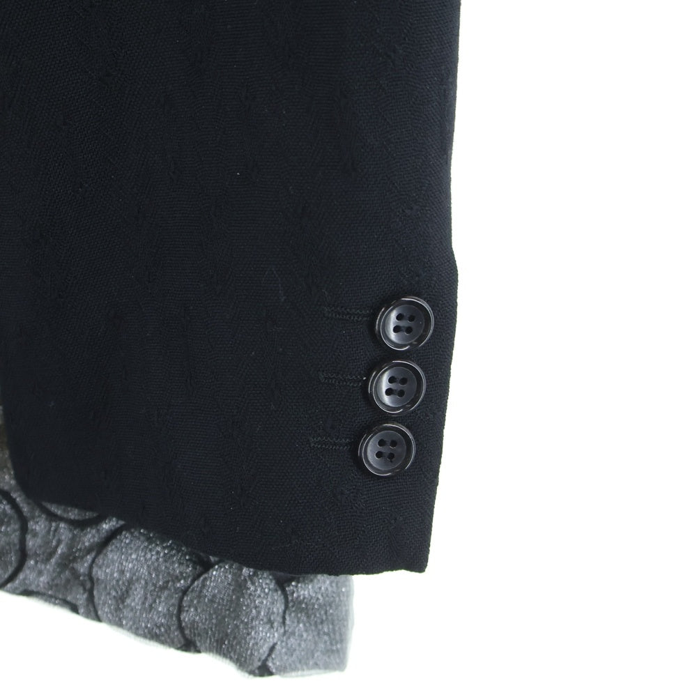 COMME des GARCONS HOMME PLUS(コムデギャルソンオムプリュス) 17AW ナイロン ポリエステル ねじれ フラワー 2B テーラードジャケット シルバー/ブラック PT-J061 AD2017