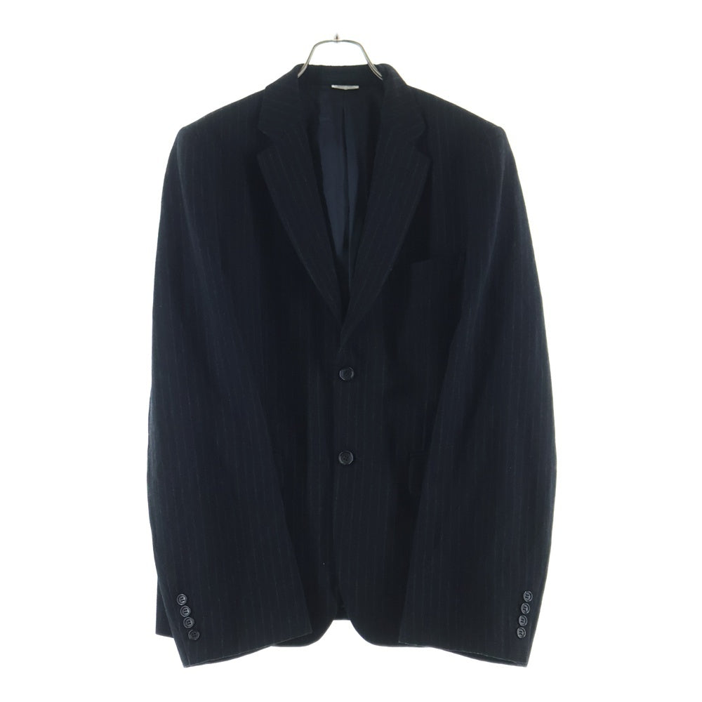 COMME des GARCONS HOMME DEUX(コムデギャルソン オムドゥ) 24AW ウール ストライプ 2B テーラードジャケット ブラック DN-J048 AD2024