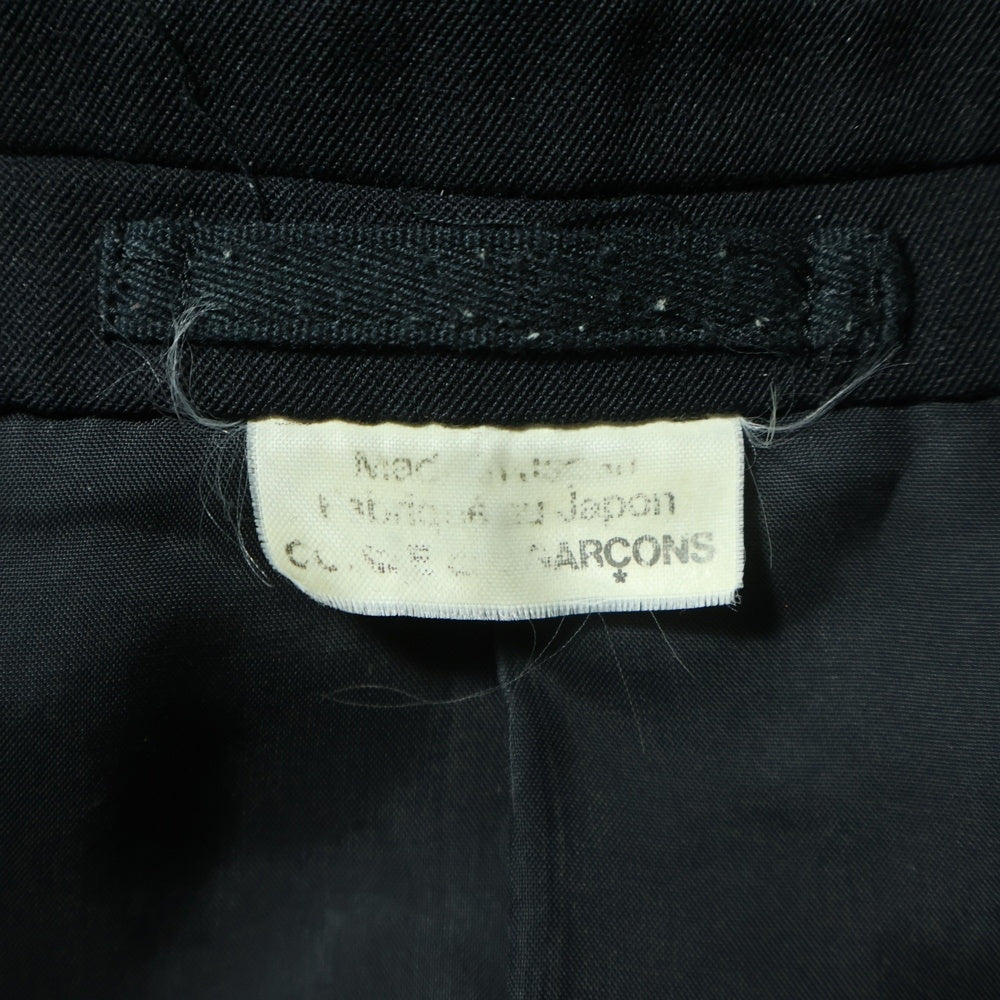 COMME des GARCONS HOMME PLUS(コムデギャルソンオムプリュス) 19SS クレイジースーツ期 異素材ドッキング 裾フェイクレザー切替 レイヤード ウール 2B テーラードジャケット ブラック AD2019 PC-J059