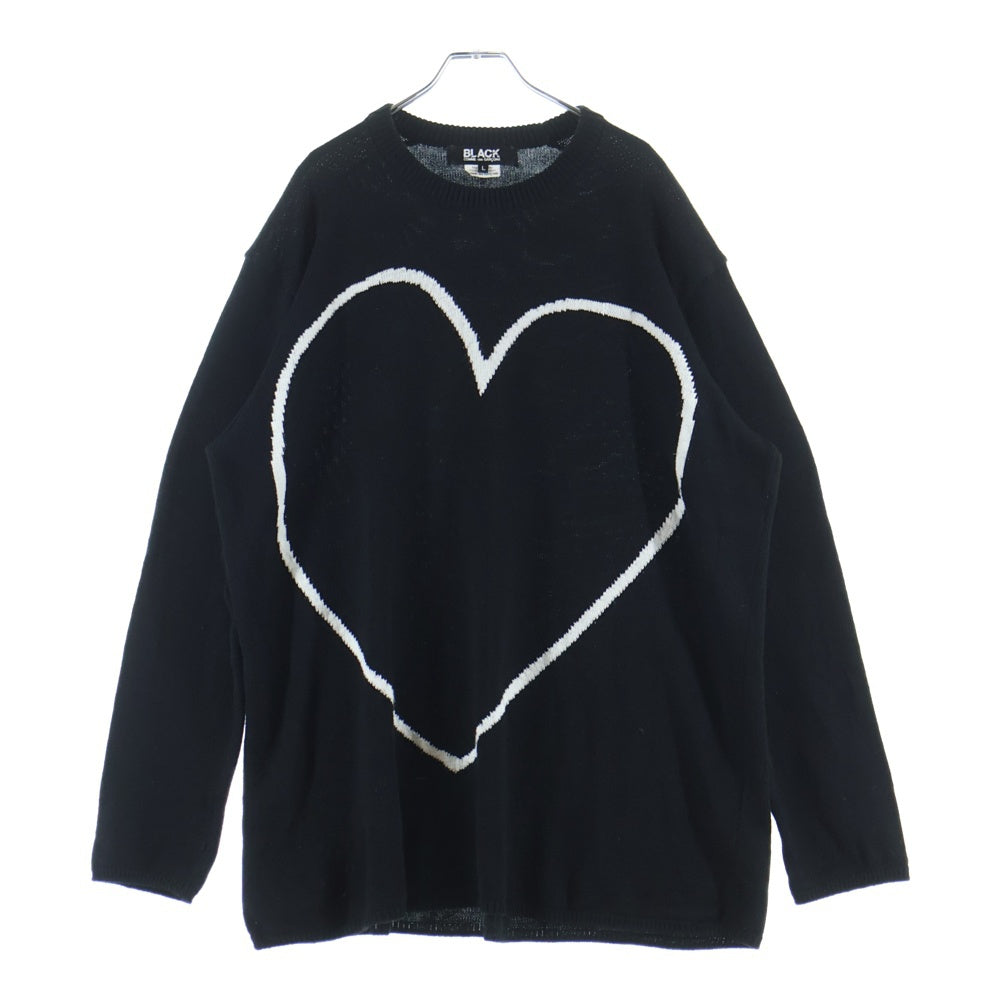 BLACK COMME des GARCONS(ブラックコムデギャルソン) 22AW ハートデザイン アクリル オーバーサイズ ニット セーター ブラック 1J-N001 AD2022