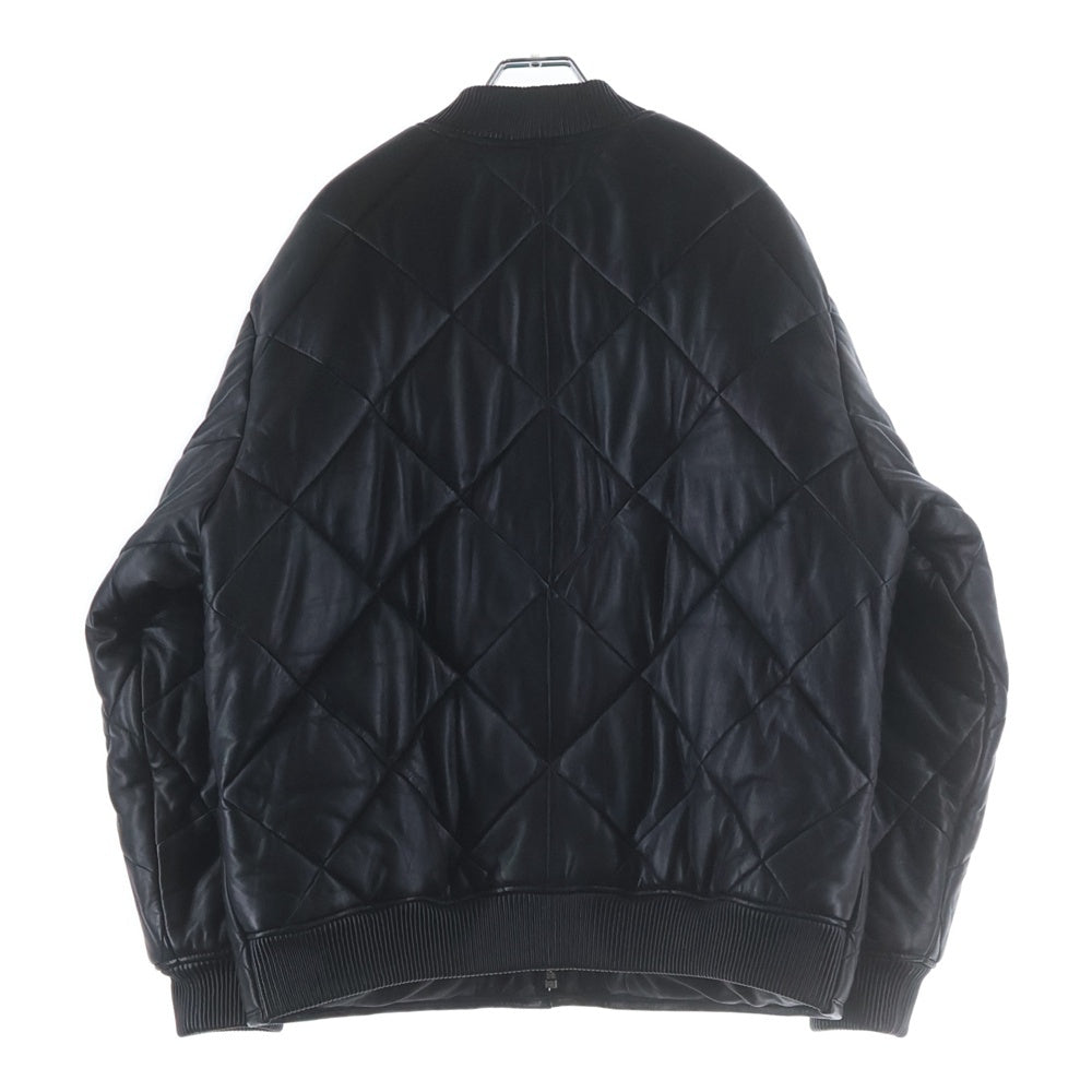 SUPREME(シュプリーム) 22AW QuIted Leather Work Jacket ジップアップ キルティング レザーワークジャケット ダウンジャケット ブラック