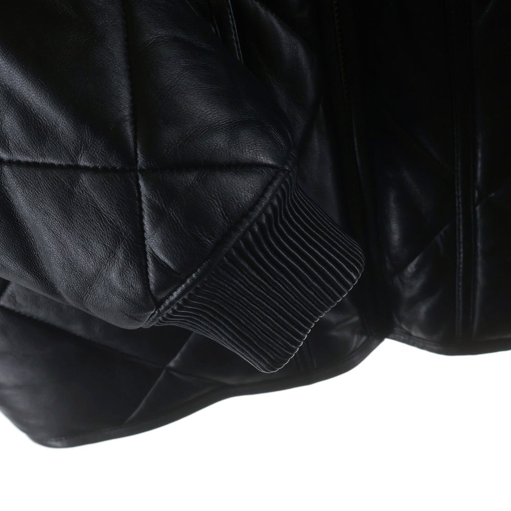 SUPREME(シュプリーム) 22AW QuIted Leather Work Jacket ジップアップ キルティング レザーワークジャケット ダウンジャケット ブラック