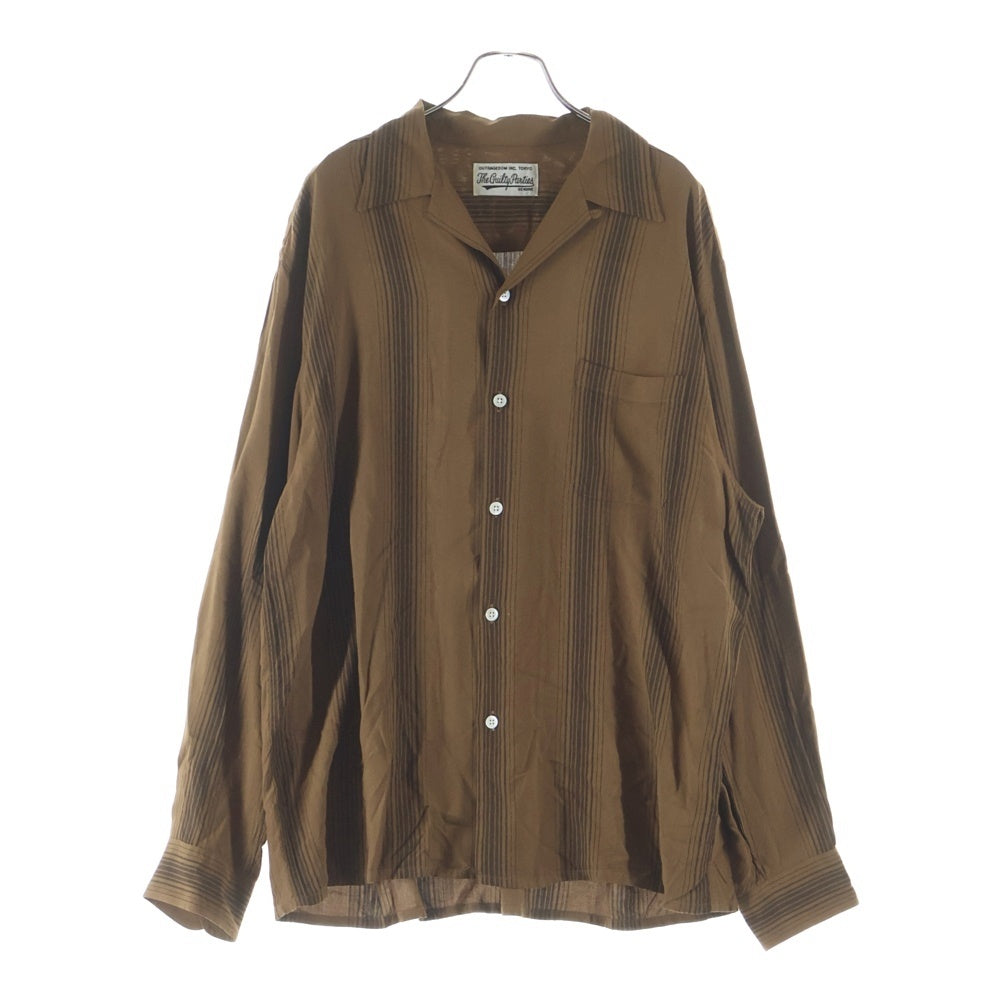 WACKO MARIA(ワコマリア) 24SS STRIPED OPEN COLLAR SHIRT ストライプ オープンカラー 長袖 シャツ ブラウン