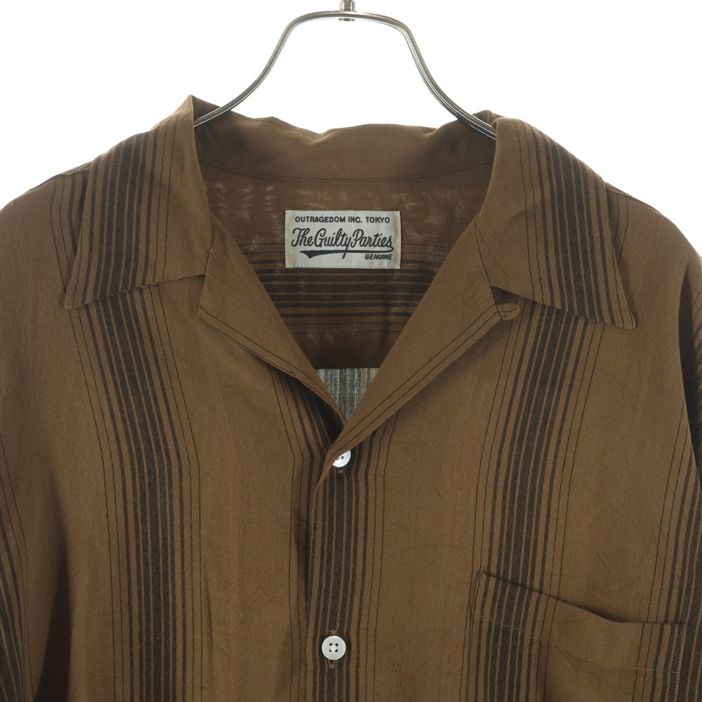 WACKO MARIA(ワコマリア) 24SS STRIPED OPEN COLLAR SHIRT ストライプ オープンカラー 長袖 シャツ ブラウン
