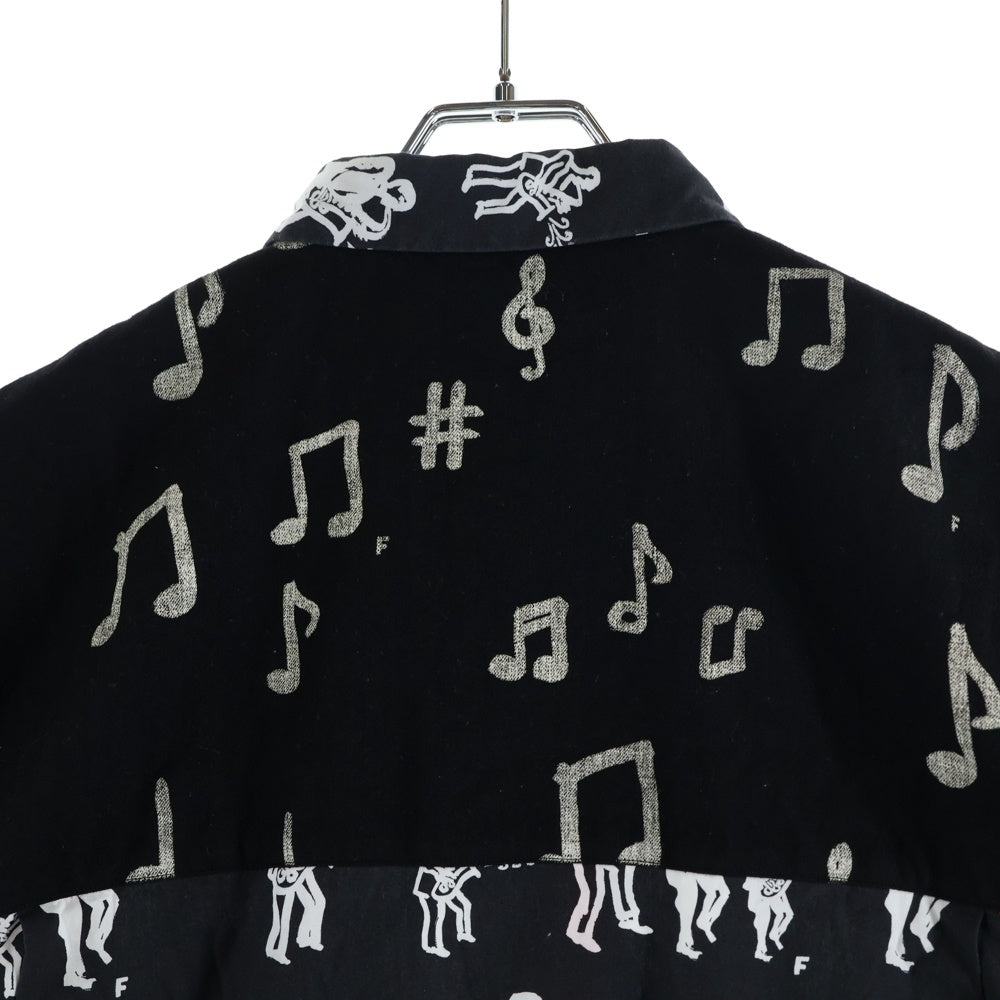 BLACK COMME des GARCONS(ブラックコムデギャルソン) グラフィックプリント 総柄 コットン 半袖シャツ ブラック 1S-B014
