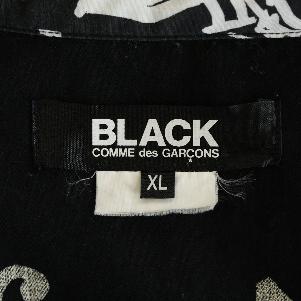 BLACK COMME des GARCONS(ブラックコムデギャルソン) グラフィックプリント 総柄 コットン 半袖シャツ ブラック 1S-B014